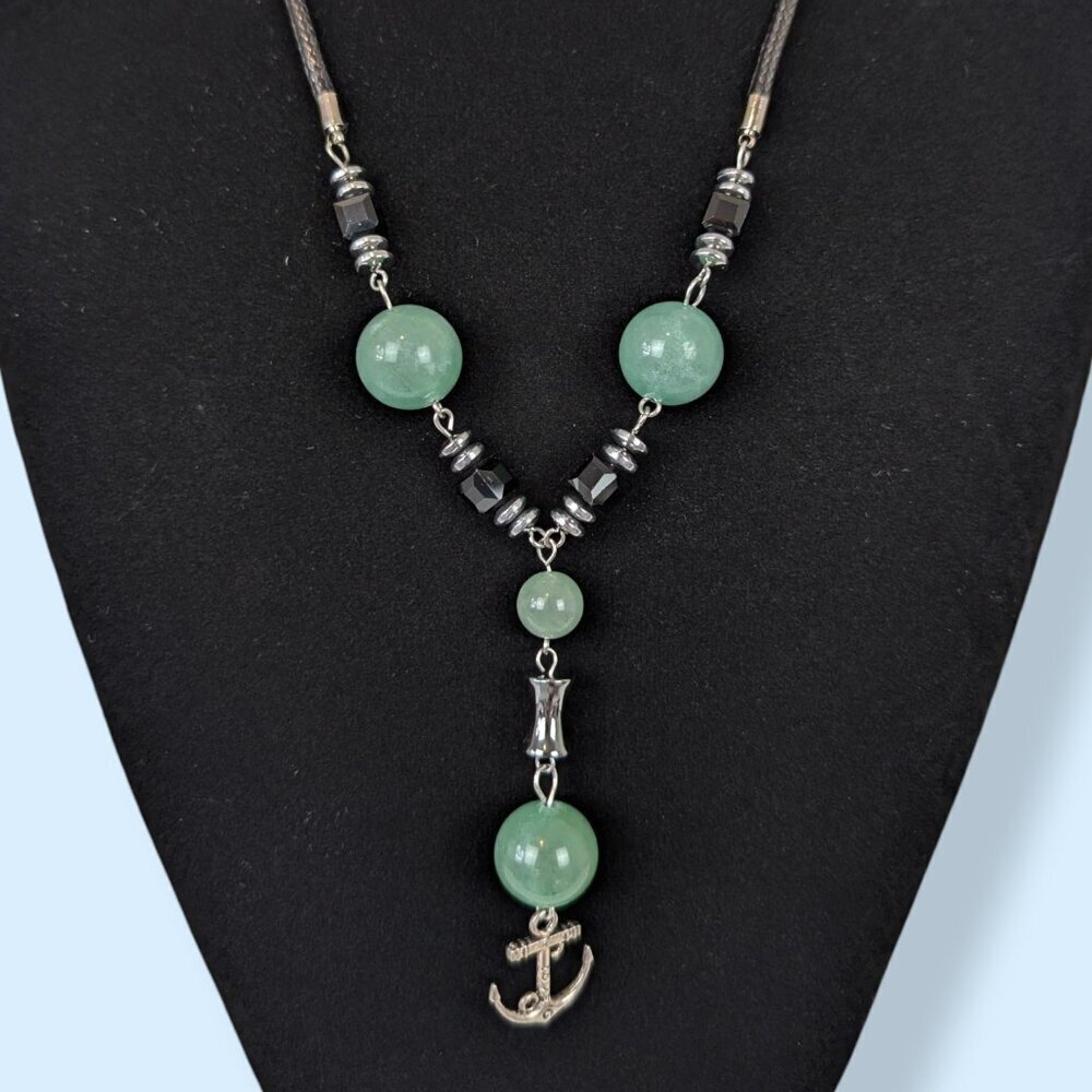Bohemian Green Aventurine Anchor Necklace - Picture 3 of 5